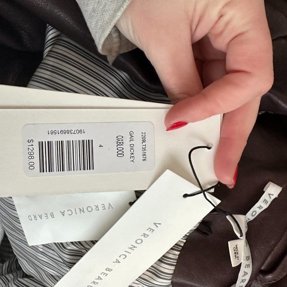 NWT Veronica Beard Gail Dickey Leather Blazer Jacket Notch Lapel Sz 4 in Oxblood - Picture 4 of 13